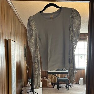 Dolan Gray Lace Sleeve Blouse